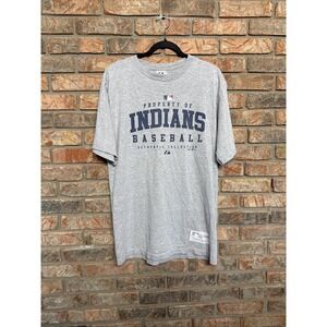 VINTAGE Property‎ Of Cleveland Indians Baseball T Shirt Medium Gray Mens MLB Tee